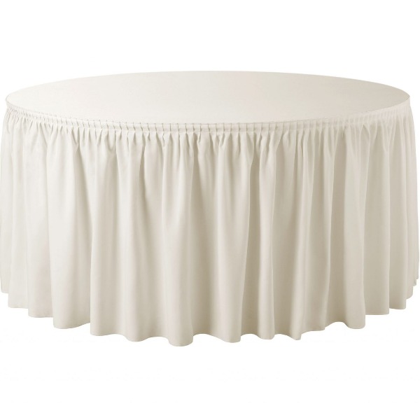 Plooirok t.b.v. tafel rond 150 cm - gebr. wit